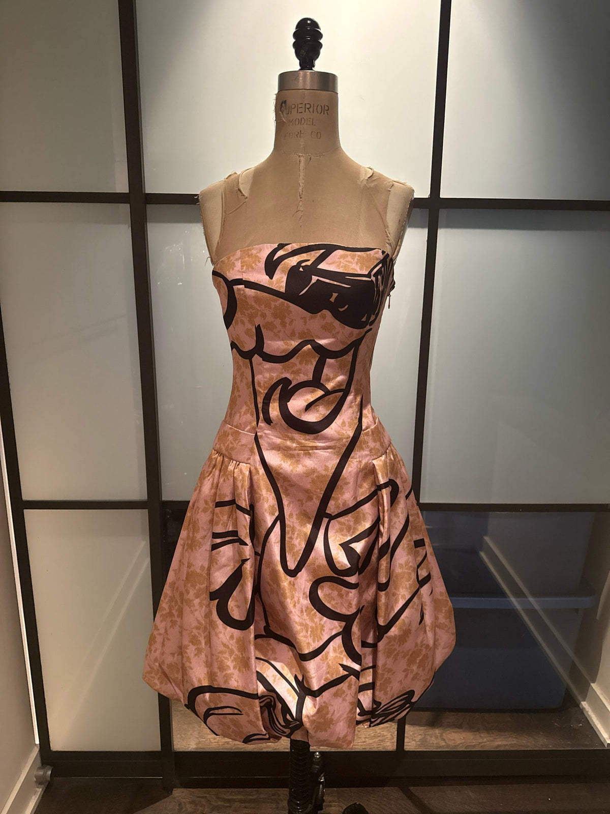 Moschino Size 6 Peach Strapless Funny Face Dress