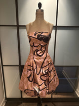 Moschino Size 6 Peach Strapless Funny Face Dress