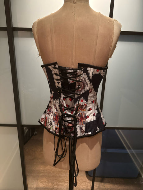 Vintage Size S Black & White Deck of Cards Corset