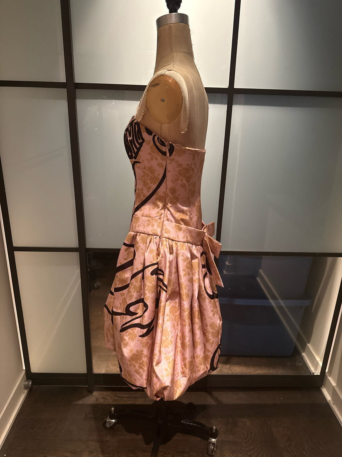 Moschino Size 6 Peach Strapless Funny Face Dress