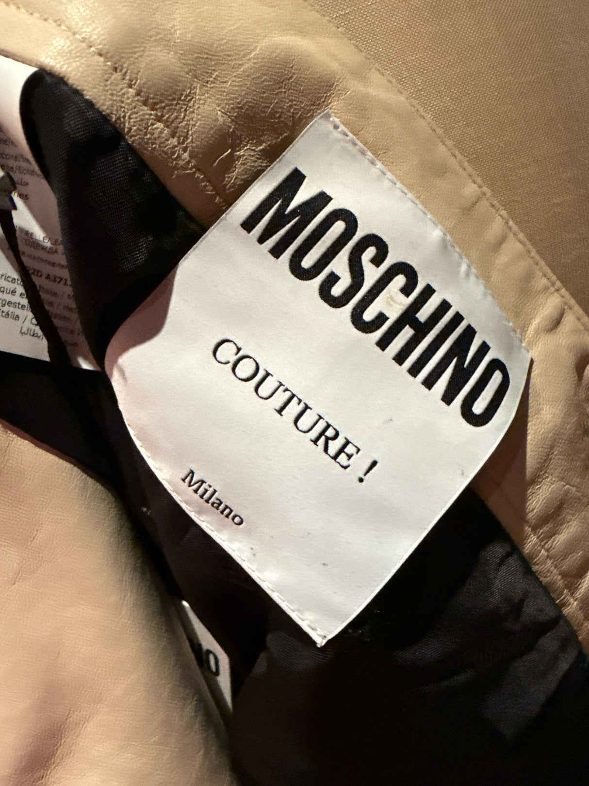 Moschino Green & Ivory Leather Million Dollar Skirt