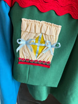 Moschino Cheap & Chic Green & Red Wool House Curtains Skirt Suit