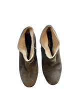 Chanel grey distressed suede and shearling boots (37)