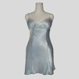 Silky polka dot slip in blue