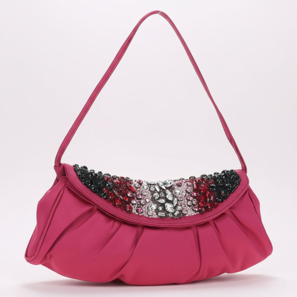 Celine Pink Satin Crystal Shoulder Bag