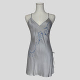 Embroidered silk swirl slip