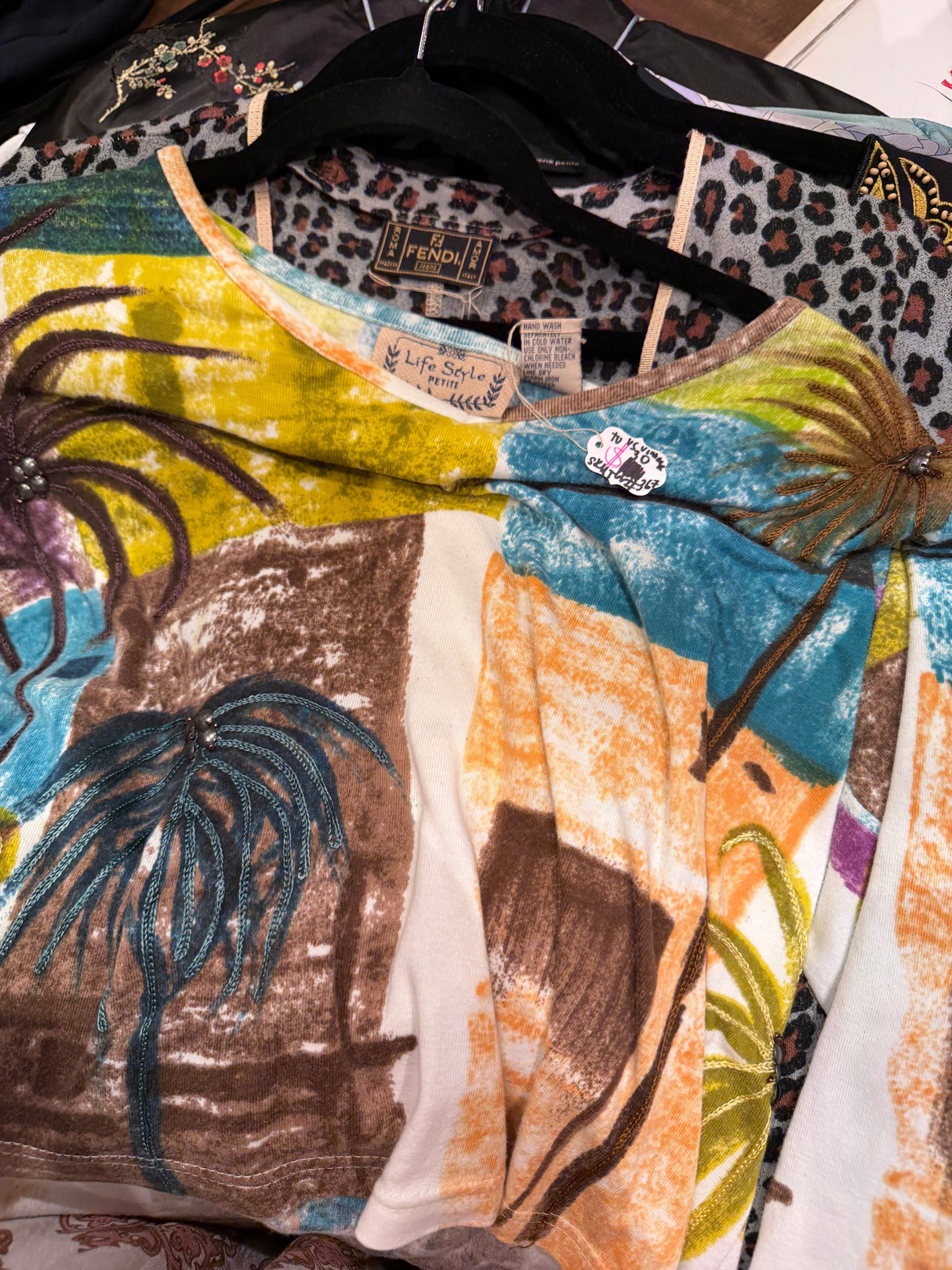 100% cotton multicolor palm tree shirt - sku tuv #367