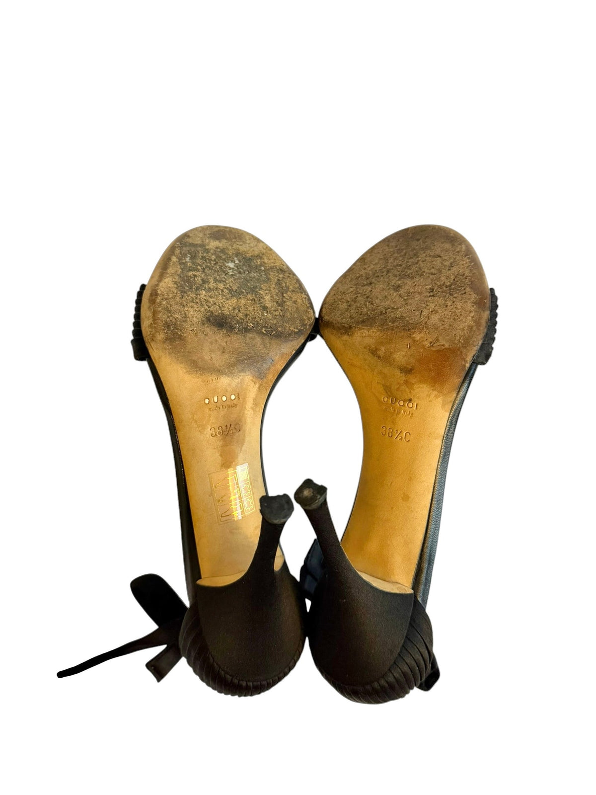 Gucci black satin heels with bows (38.5)
