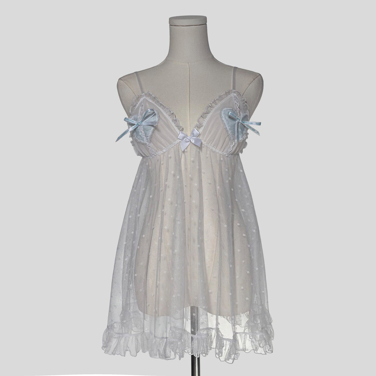Bridal sheer polka dot heart bust babydoll