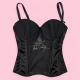 Thierry Mugler Black Logo Corset Bustier Top