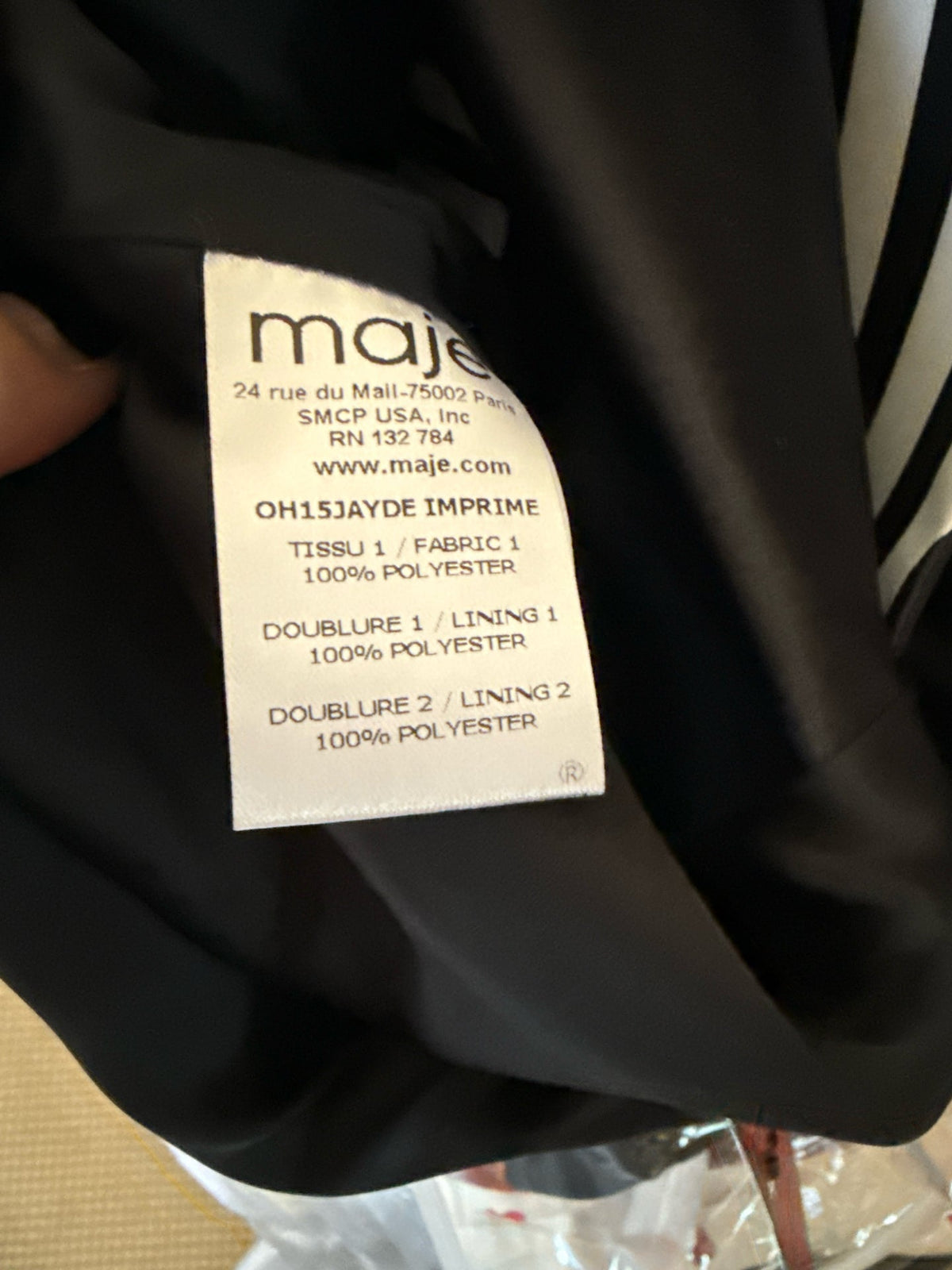 Maje Black & White Striped Ruffle Hem Skirt