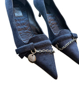 Gucci dark blue suede kitten heels with charms (6)