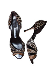 Manolo Blahnik multi animal print ponyhair d’orsay heels (40.5)