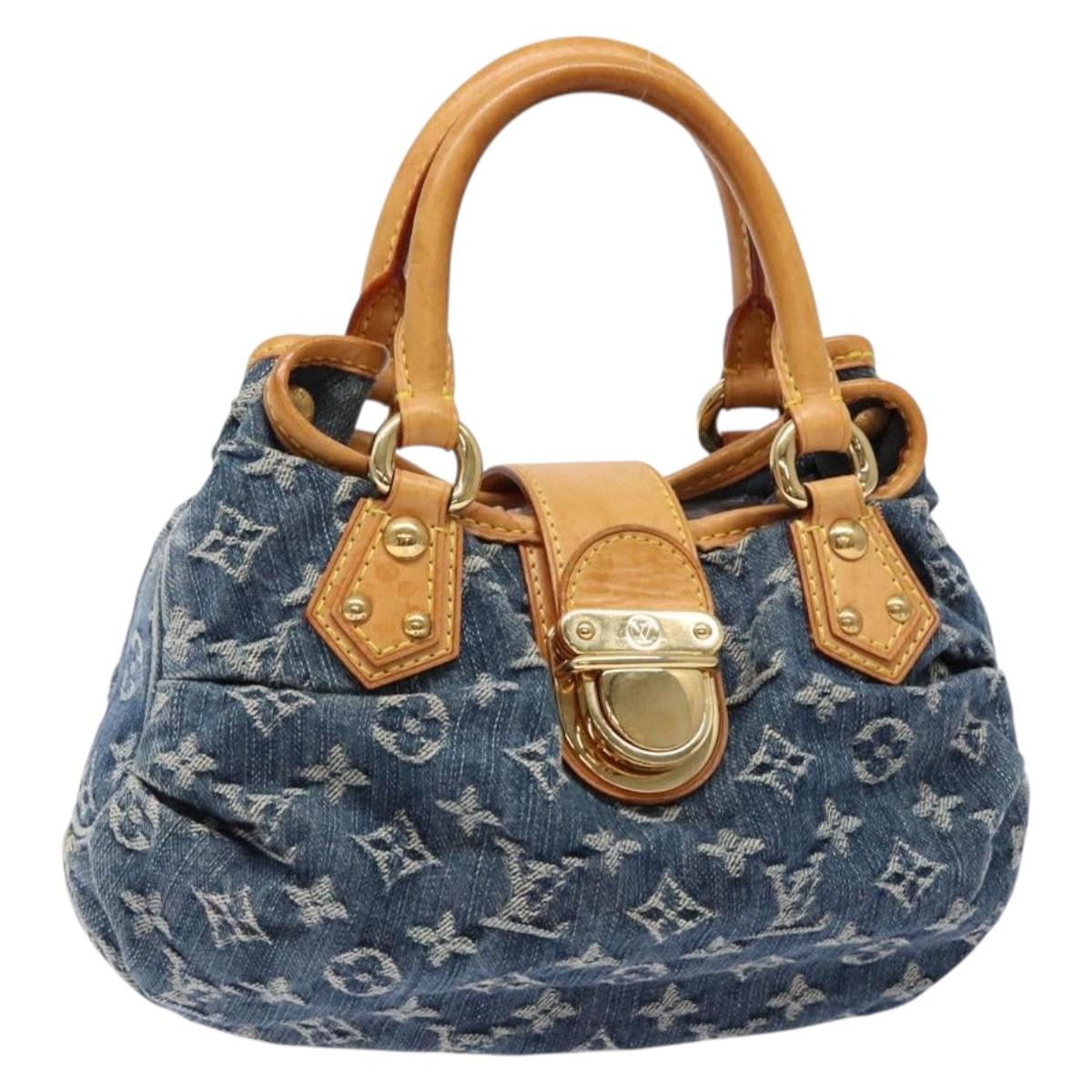 #61 Louis Vuitton Monogram Denim Preity Hand Bag Blue