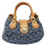 #61 Louis Vuitton Monogram Denim Preity Hand Bag Blue