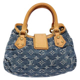 #61 Louis Vuitton Monogram Denim Preity Hand Bag Blue