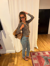 Blue Fendi Cheetah button down cardigan - SKU tuv #382