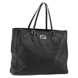 #63 Fendi Hand Bag Leather Black Silver
