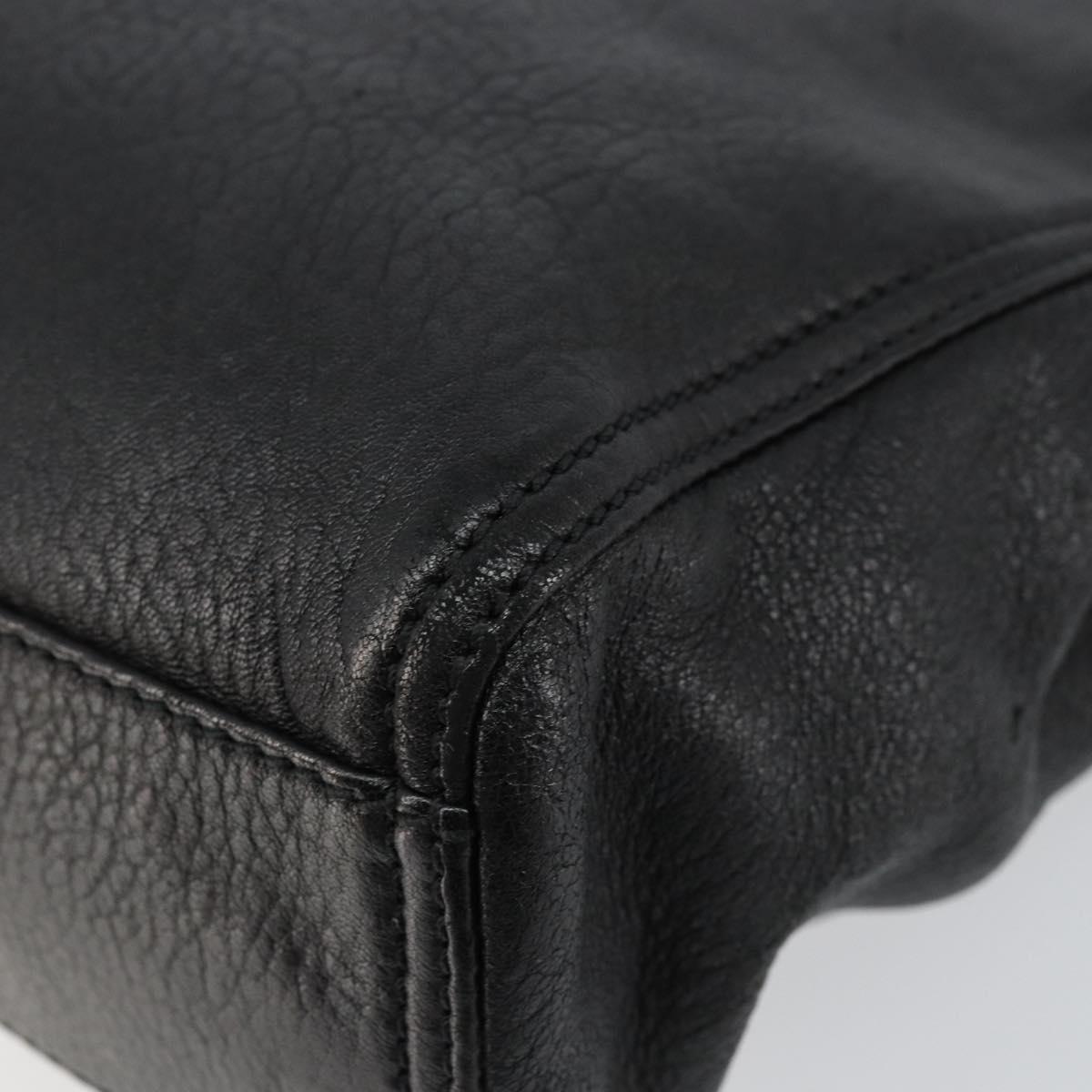 #63 Fendi Hand Bag Leather Black Silver