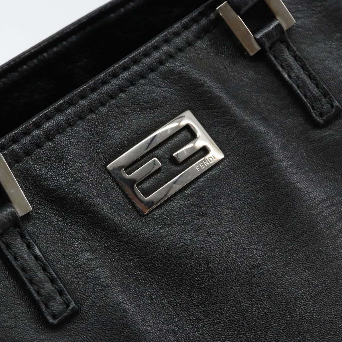 #63 Fendi Hand Bag Leather Black Silver
