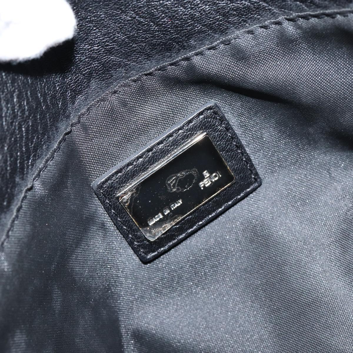 #63 Fendi Hand Bag Leather Black Silver
