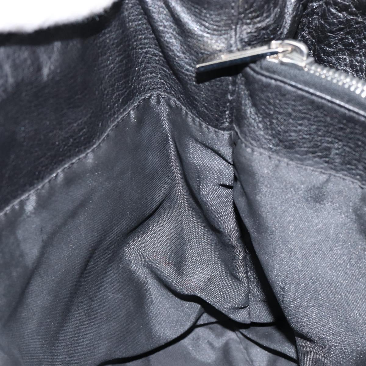 #63 Fendi Hand Bag Leather Black Silver