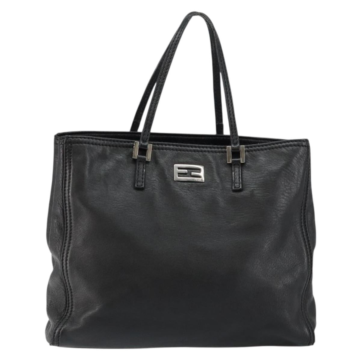 #63 Fendi Hand Bag Leather Black Silver