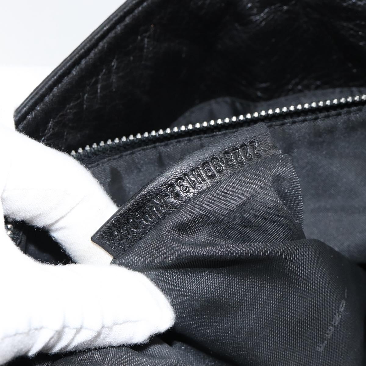 #63 Fendi Hand Bag Leather Black Silver