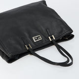 #63 Fendi Hand Bag Leather Black Silver