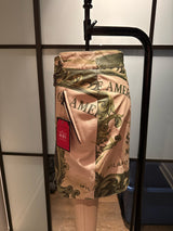 Moschino Green & Ivory Leather Million Dollar Skirt