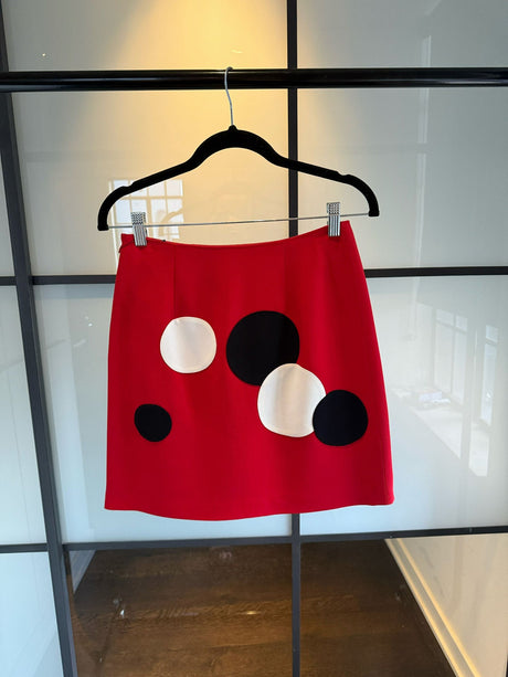 Moschino Size 6 Red & Black Polka Dot Mini Skirt