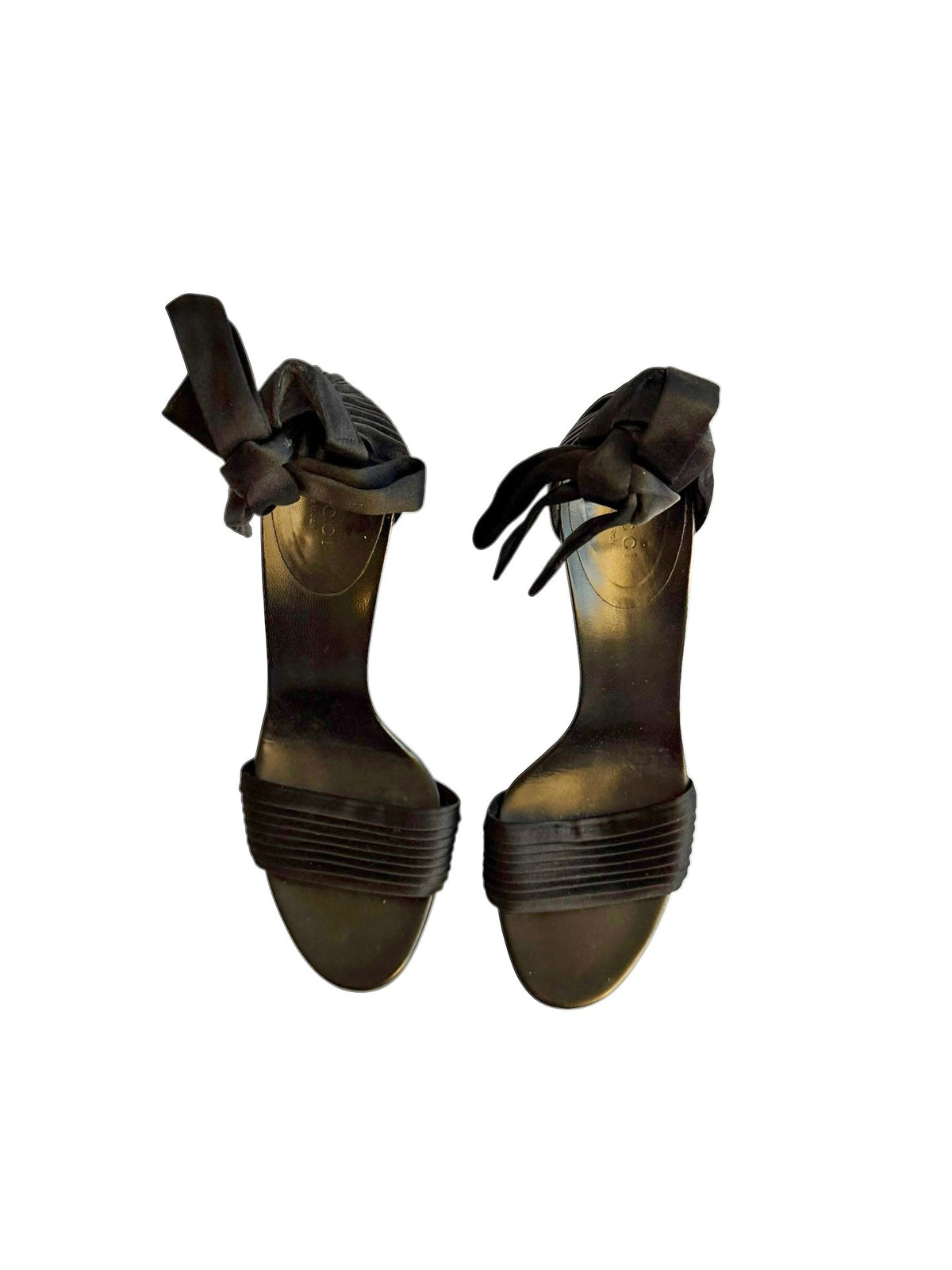 Gucci black satin heels with bows (38.5)