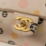 Chanel 2004 Pink Polka Dot Satin Flap Shoulder Bag