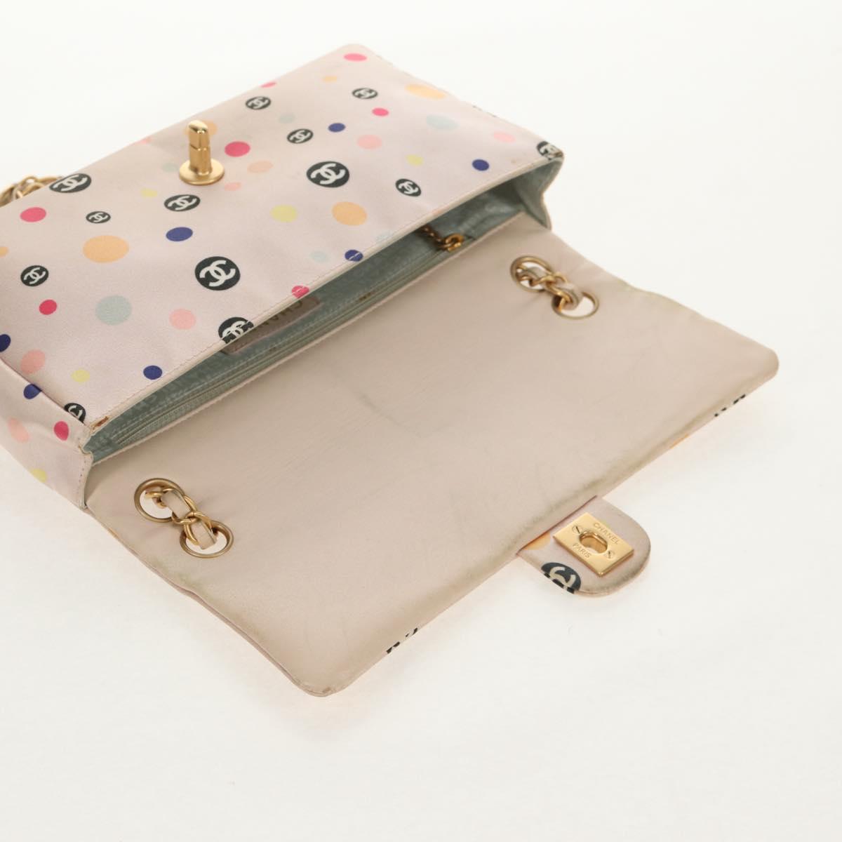 Chanel 2004 Pink Polka Dot Satin Flap Shoulder Bag