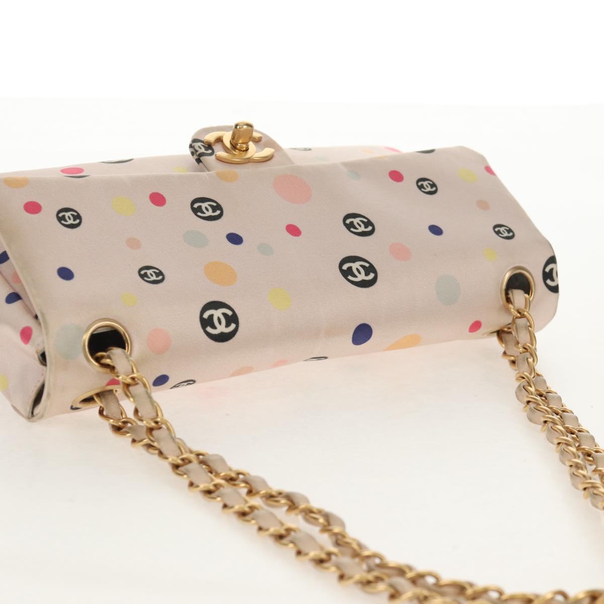 Chanel 2004 Pink Polka Dot Satin Flap Shoulder Bag
