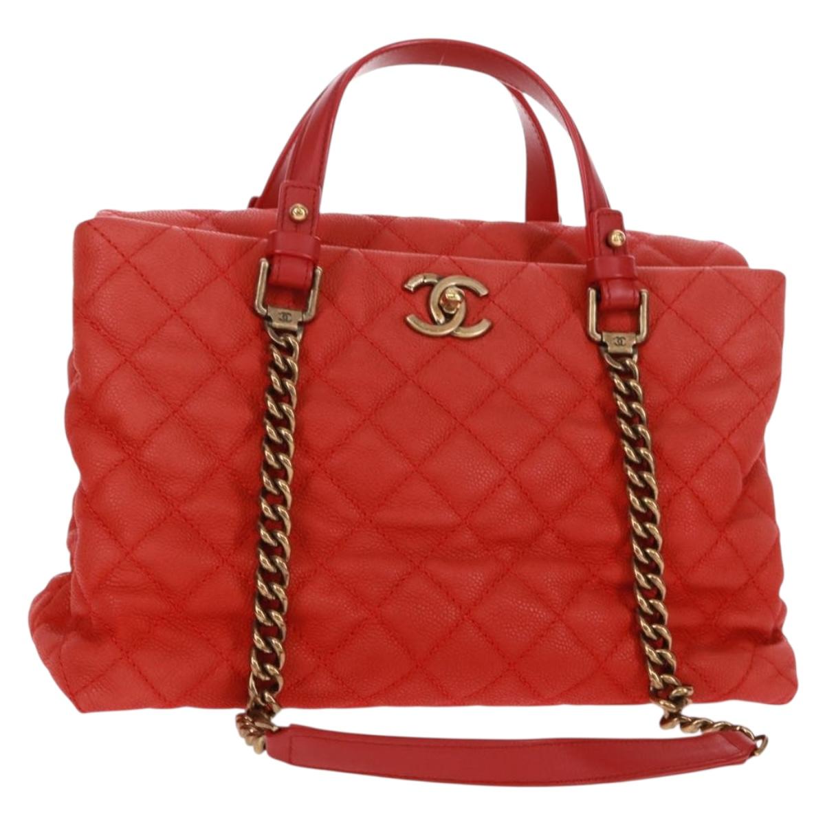 Chanel Quilted Portobello Tote Orange