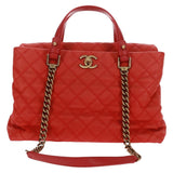 Chanel Quilted Portobello Tote Orange
