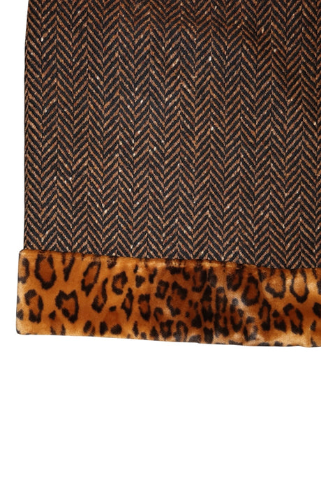 Moschino herringbone and leopard fur trim skirt (42)