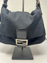 #69 Fendi Mamma Baguette Black neoprene Leather