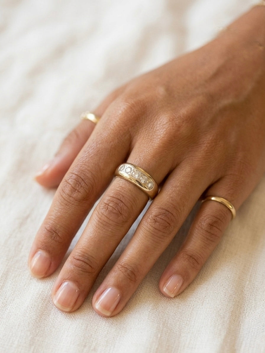 14K Gold and Diamond Stacking Ring