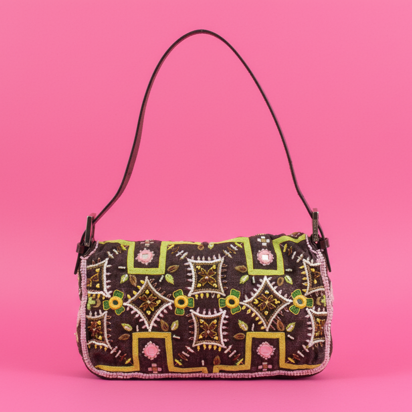 Fendi Baguette Beaded Embroidered with Fringe