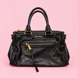 Miu Miu Black Leather Shine Vitello Bag