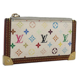 LOUIS VUITTON Multicolor Pochette Cles Coin Purse White M92655 LV Auth 162259