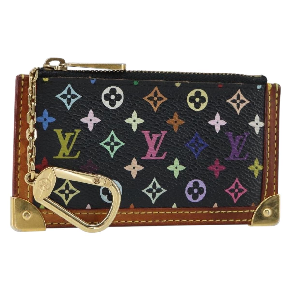 LOUIS VUITTON Multicolor Pochette Cles Coin Purse Black M13664 LV Auth 162261