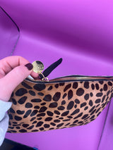 Preloved Clare V Leopard Pony Hair Clutch
