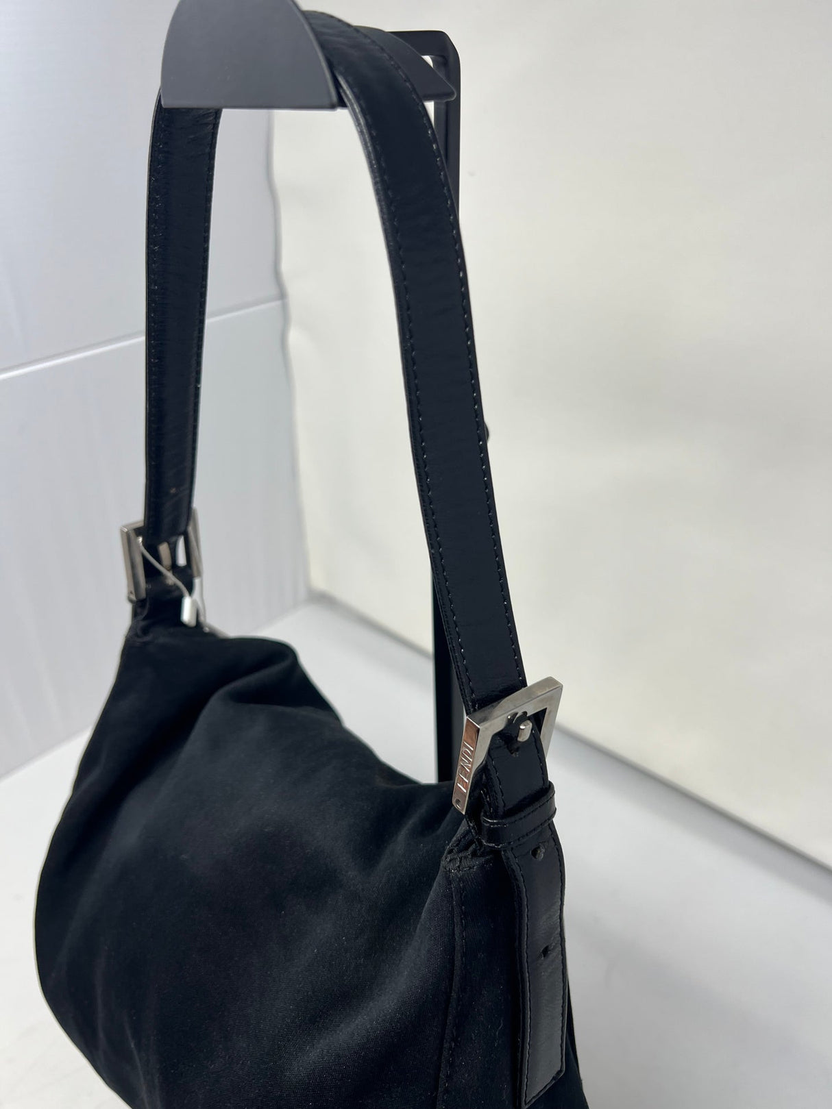 #69 Fendi Mamma Baguette Black neoprene Leather