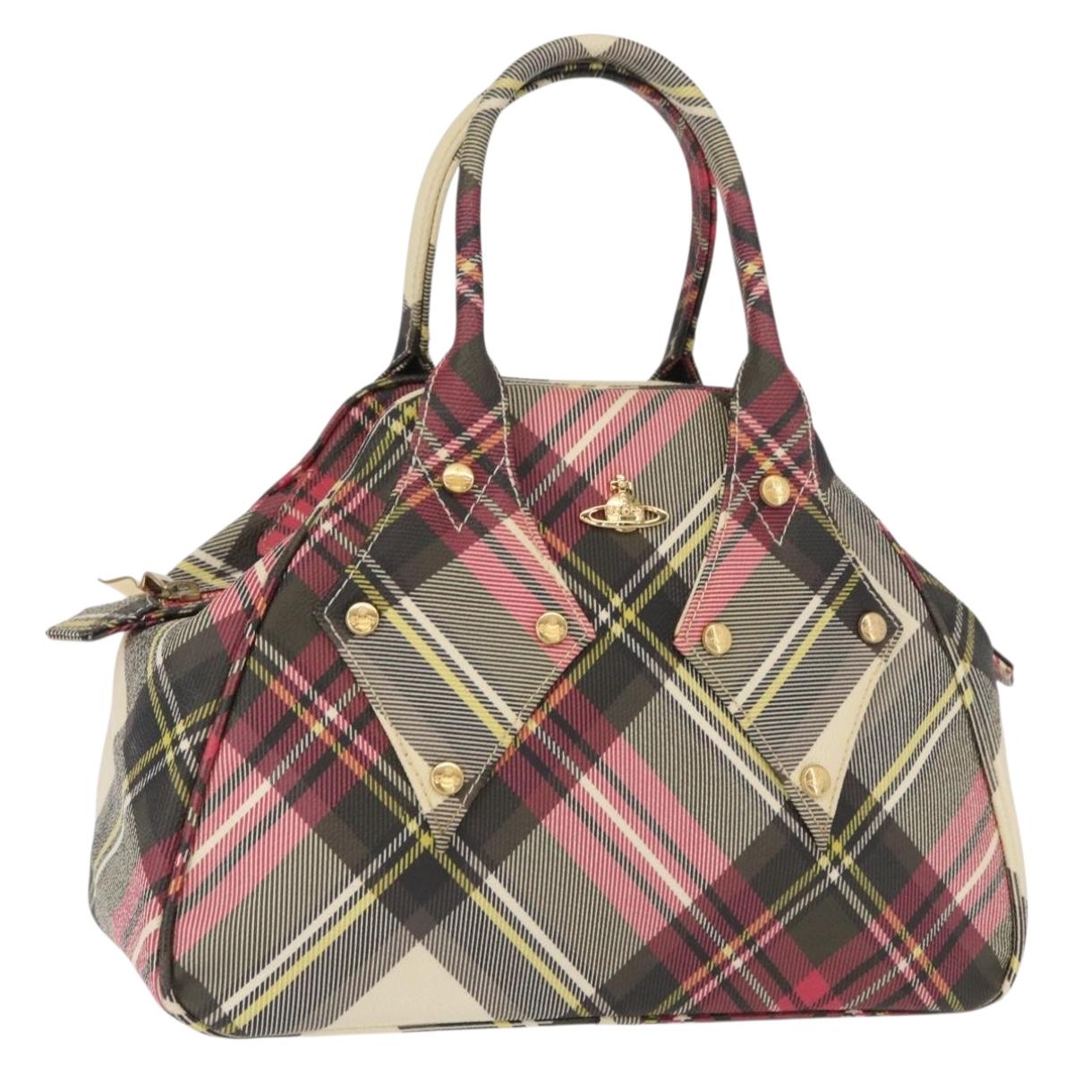 Vivienne Westwood Shukatatan Hand Bag PVC Canvas Beige Gold Auth 163853V