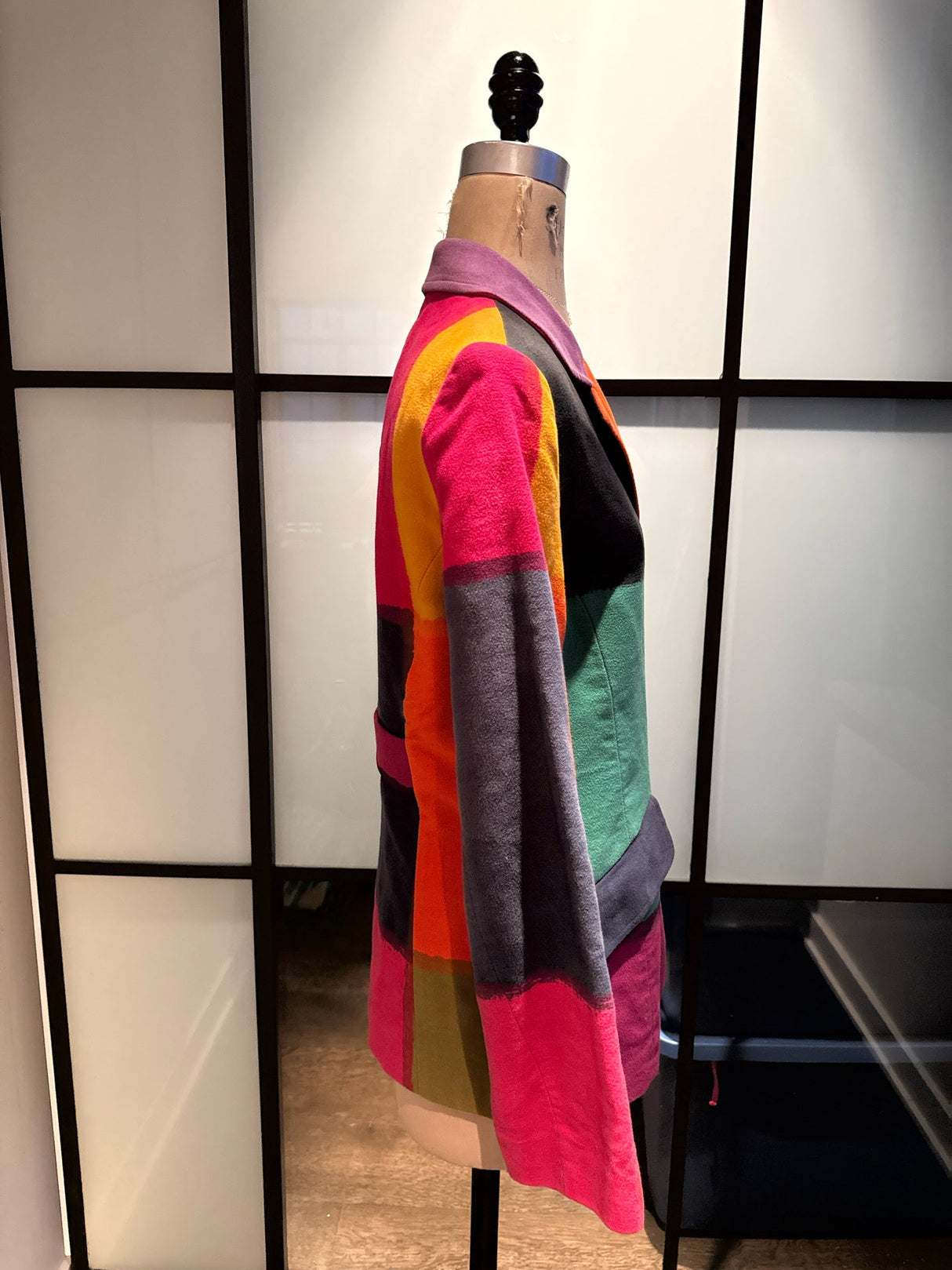 Moschino Pink Green Black Moleskin Blazer Color Block Jacket