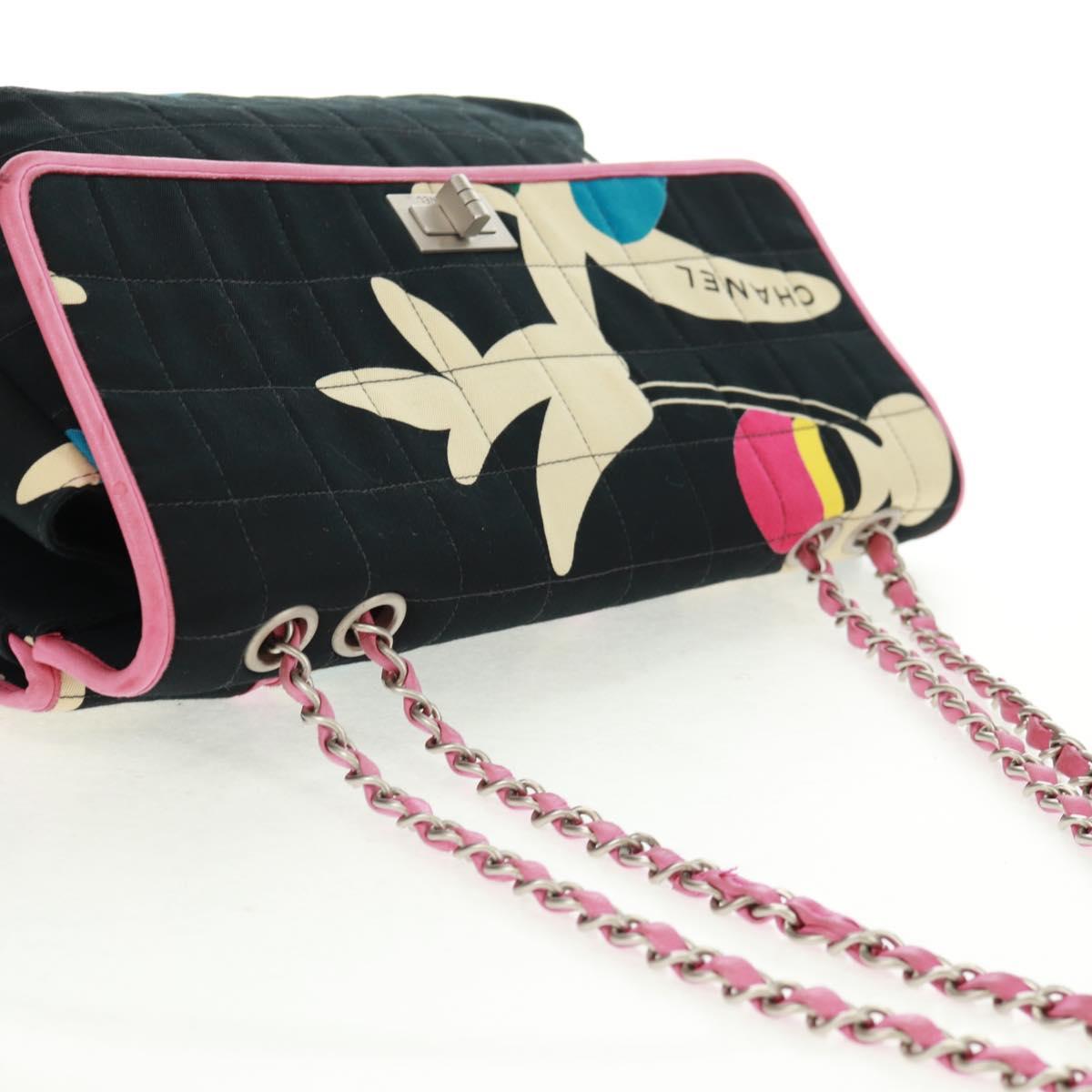 #62 Chanel Vintage Chocolate Bar Multipocket Flap Bag Quilted Printed Canvas Medium