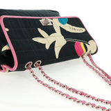 #62 Chanel Vintage Chocolate Bar Multipocket Flap Bag Quilted Printed Canvas Medium